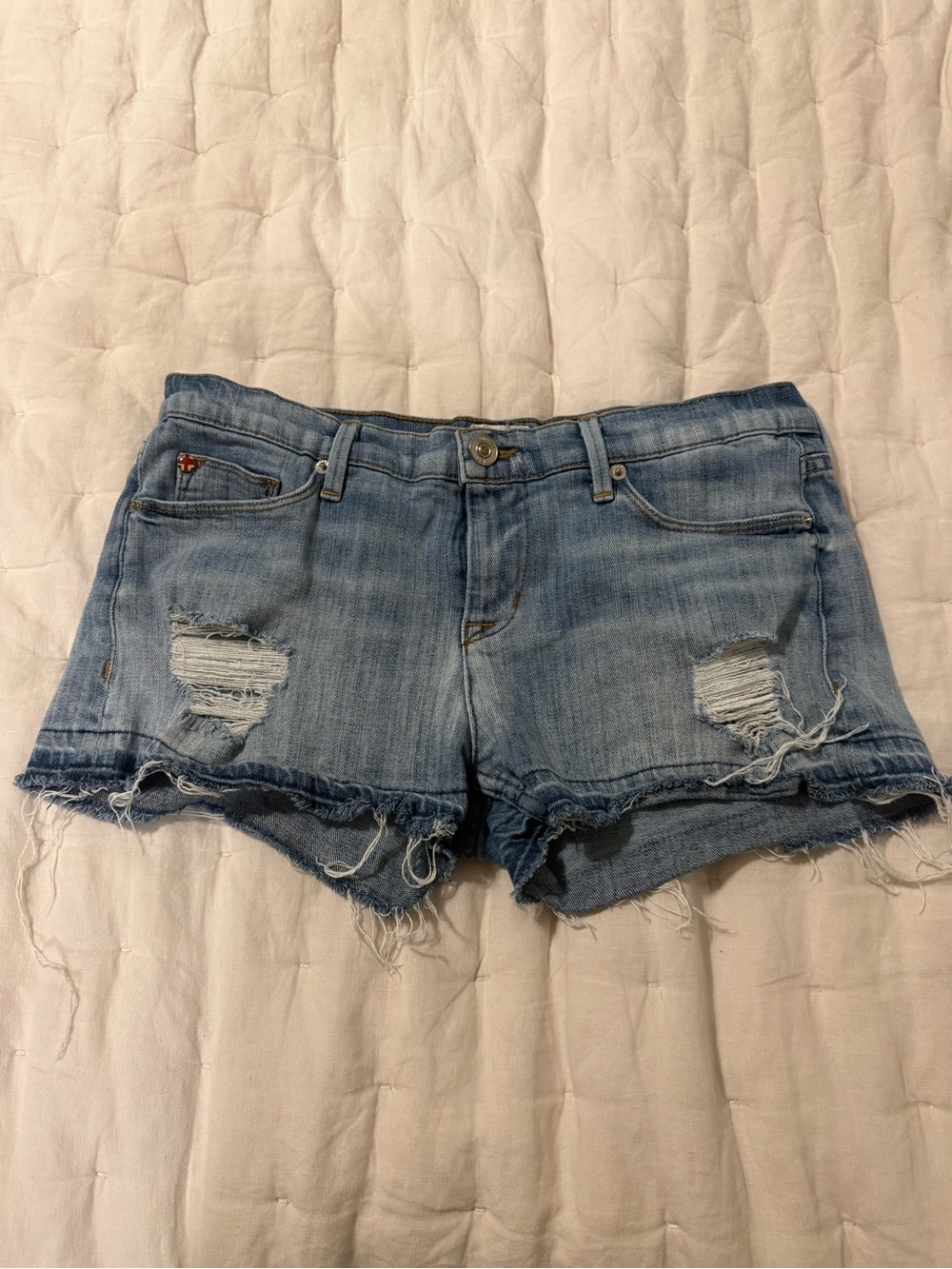 Hudson Light Wash Distressed Denim Shorts